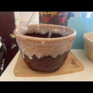 Brush Pottery brown drip planter